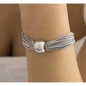 NEW Layering Bracelet 7" 8" 9" Box Chain Layer Ball Silver Trendy Trending S03